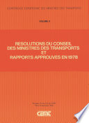 Resolutions du conseil des ministres des transports et rapports approuv��s en 1978